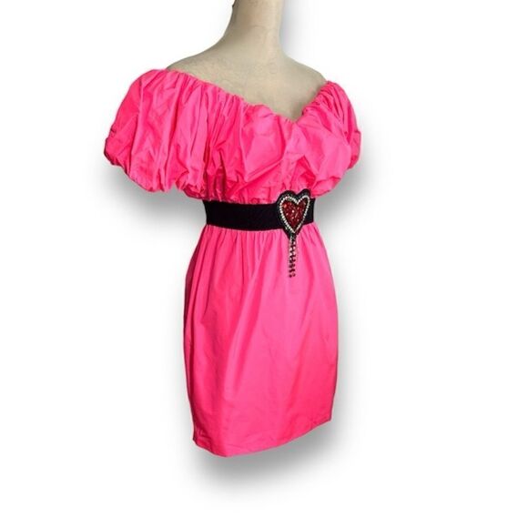 MGSM Neon Pink Off Shoulder Heart Dress, Small - Picture 4 of 12